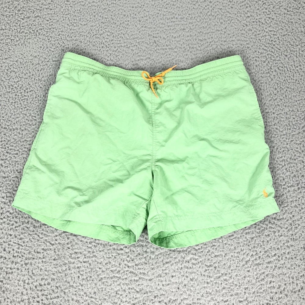 Polo Ralph Lauren Swim Shorts Mens XL Green Solid Mesh Lined Quick Dry Trunks